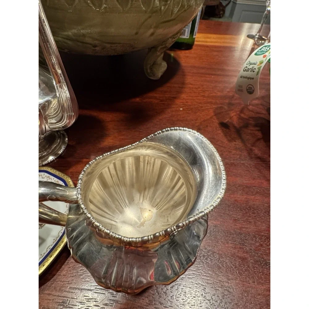Antique Quadruple Silver Plate Coffee‎ Pot And Creamer C.1890-1910 Edwardian